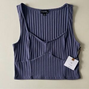 Originality Dusty Purple Ribbed Sweetheart Crop Top Summer Trend NWT Small